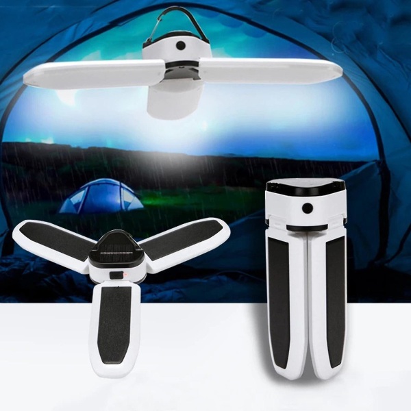 Solarladdningsbar Campinglampa Trebladig Stallampa Utomhus Usb Multifunktion Magnet Nödlampa Glödlampa (1st)