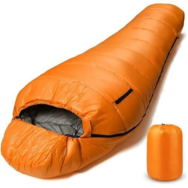 Hydrofob dunsovsäck för vuxna - Lätt och kompakt 4-säsongs mumieväska för ryggsäck, camping, bergsklättring och