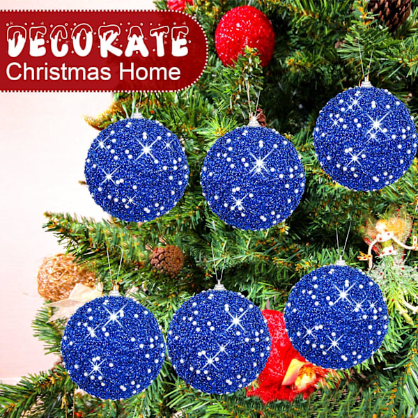 3,15\" Julgranskulor Ornament 6-pack för Julgran Bröllop Fest Semester Dekorationer Bordsskiva Små Träd Dekoration (Blå)