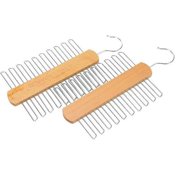 30 cm Pitkä Puinen Solmioteline 20 Koukulla Huiveille, Solmioille Ja Vyöille, Tilaa Säästävä Kotivarastointiin