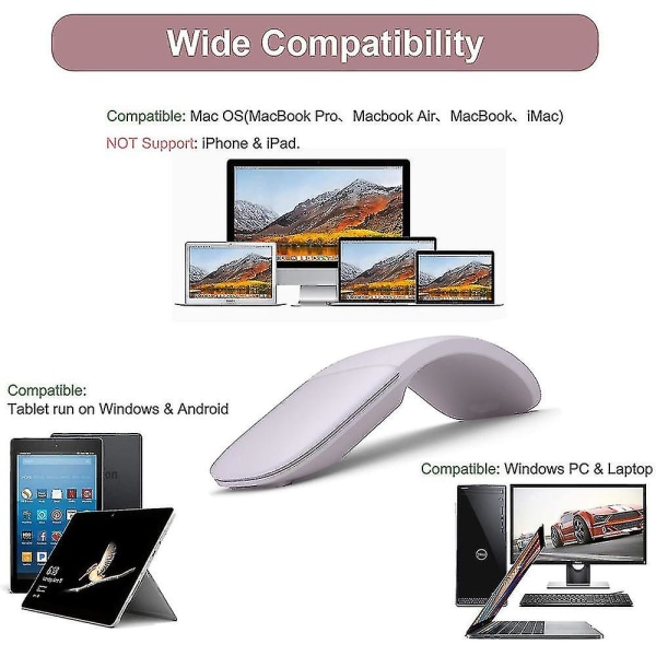 Frekvensområde Mute for Ultratynn Laser Folding Trådløs, forretningskontor Notebook Touch Folding Trådløs Bluetooth Mus