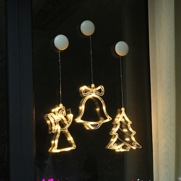 Julbelysning Led hängande fönsterlampa med sugkopp Batteridriven fönsterhängande dekor för inomhusbelysning