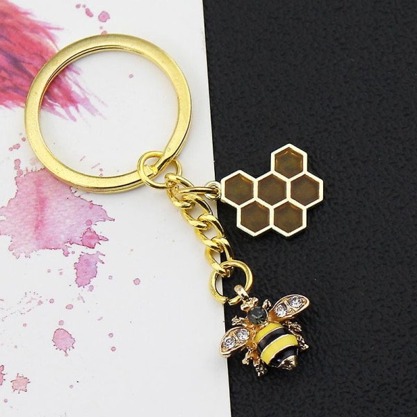 3kpl mehiläinen avaimenperä, söpö tekojalokivi mehiläinen ja hunajakenno avaimenperä Naisten avaimenperä Arvostuslahjat hyvästit lahjat mehiläisrakastaja lahja ystävänpäivä valmistuminen