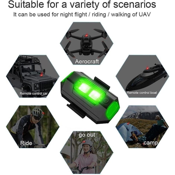 LED Flyvemaskine Strobe Lys, Mini Drone Strobe Lys, Drone Anti-kollisionslys, Multifunktionel Lommelygte Til RC Motorcykel Bil, Udendørs Cykel