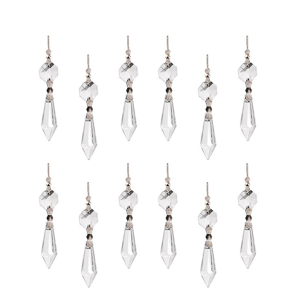 20 stk. Guldtrim Lampe Prismer Hængende Loftlampe Prisma Julelys Krystal Perle Lampe Dekoration 7,4 * 1,6 cm 7.4*1.6cm