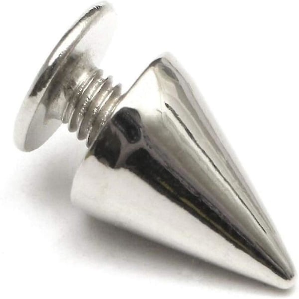 100 stk. 9,5 mm Sølv Nagler Punk Sølv Kjeglepigger Skru Rygg Studs DIY Håndverk Kule Nagler Kjole Sko Dekorasjon