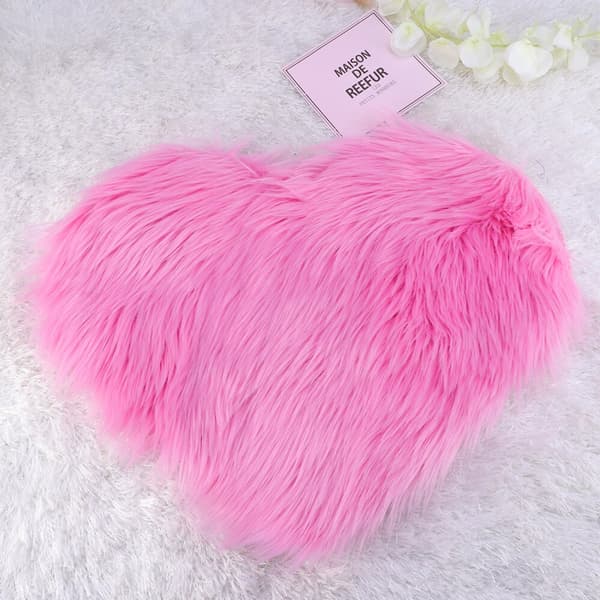 Hjerteformet tæppe, fluffy plys tæppe til soveværelse, stueindretning, pink 40x30cm