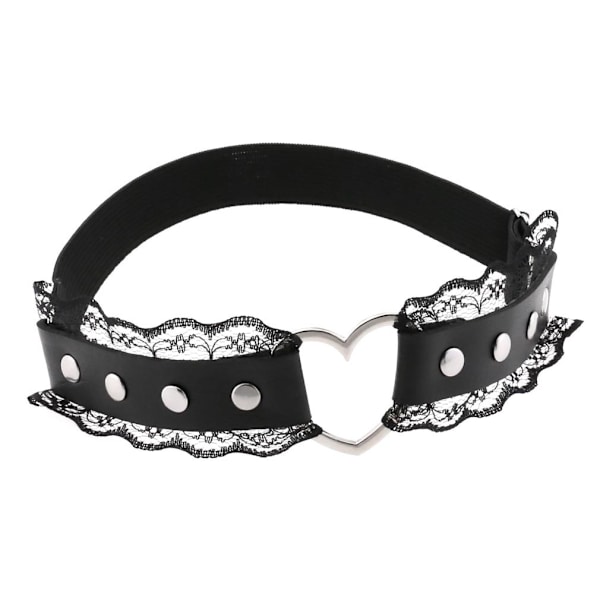 2-rads Justerbar Elastisk Läderbenssele Strumpeband Punk Gothic Lårring Strumpeband