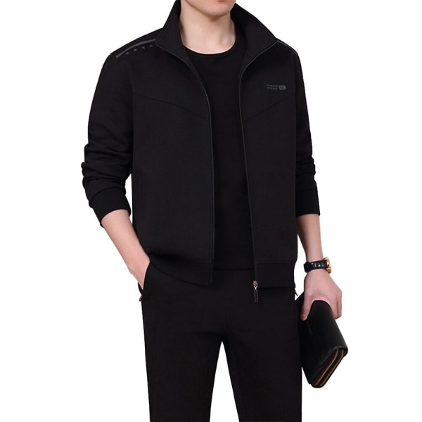 Men Casual Suit Men's Athletic Suit Sports Set Sports Suit Running Jogging SuitBlackL