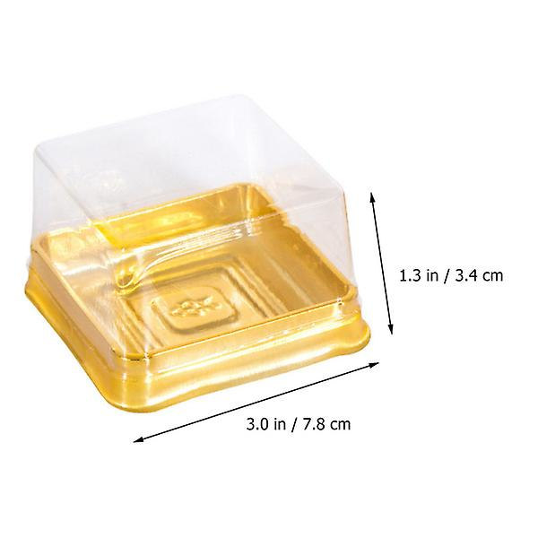 100 stk Praktiske Månekageæsker Runde Dæksel Emballageæsker (gyldne)Golden7.8x7.8x3.4cm Golden 7.8x7.8x3.4cm