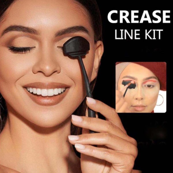 Bærbar øjenskygge tegnebræt Cut Crease Creation Kit + Classic Crease Brush Set Bundle Cut Crease Creation Kit, Sort,