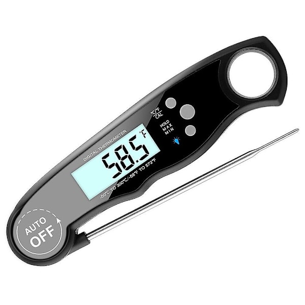 Vattentät Digital Termometer Snabbläsning Termometer Med Kalibrering Och Bakgrundsbelysning För Kök (blå)Svart Black