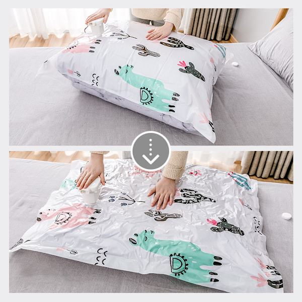 Vakuum Oppbevaringsposer Jumbo Kompresjonsposer, for Dyne, Tepper, Klær, Dyner, Puter, Dobbel Glidelås og Lekkasjeventil (Pakke med 4 80 x 100 cm)