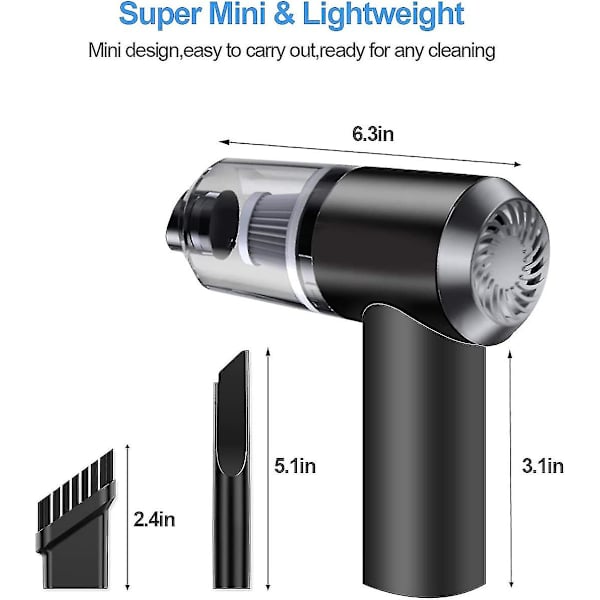 Mini Håndholdt Støvsuger Ledningsfri - Håndstøvsuger Genopladelig Bærbar Med Led Lys, Usb Støvsuger Til Bil, Tastatur, Kæledyrshår
