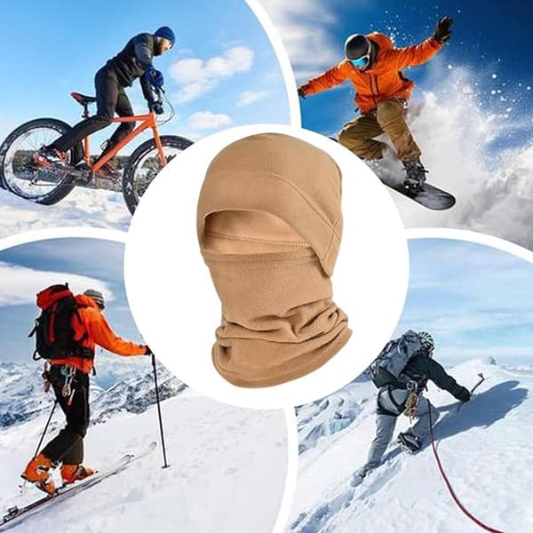 Vinterfleece Balaclava Ansigtsmaske, Varm Multifunktionel Halsvarmer, Til Mænd Og Kvinder Skiløb Vandring Cykling, Khaki, One Size