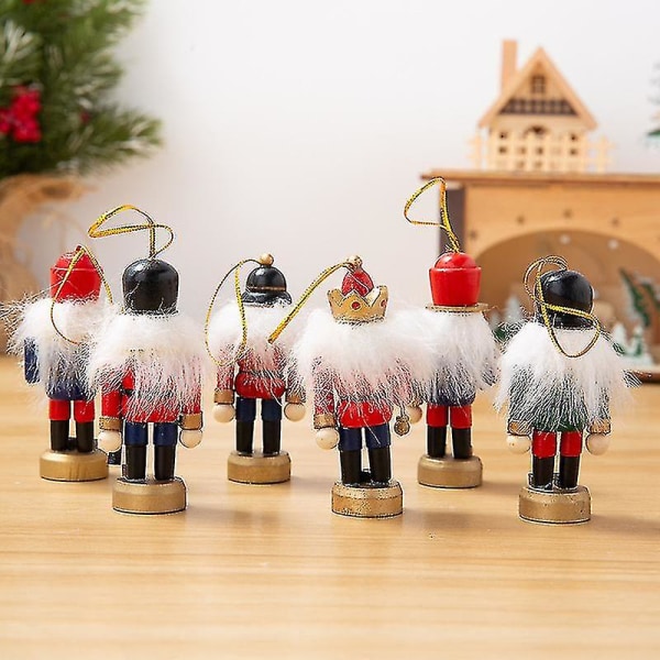Julpynt i trä - Nötknäppare 8 cm Miniatyrfigurer Soldat Nötknäppare Dockor, Nötknäppare Kung Figuriner Hängande Pynt Kompatibel Med Tra