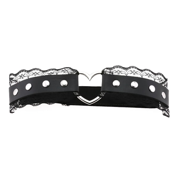 2-rads Justerbar Elastisk Läderbenssele Strumpeband Punk Gothic Lårring Strumpeband
