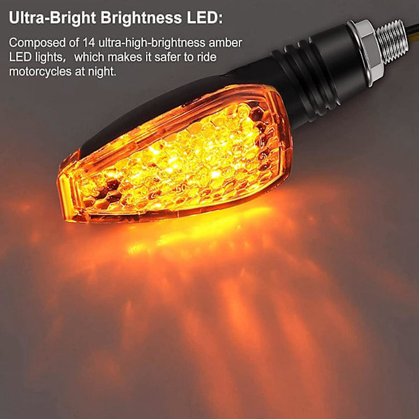 /Ryi/ 4 stk. motorsykkelblinklys 14 LED 12V Motorsykkel LED Blinklys