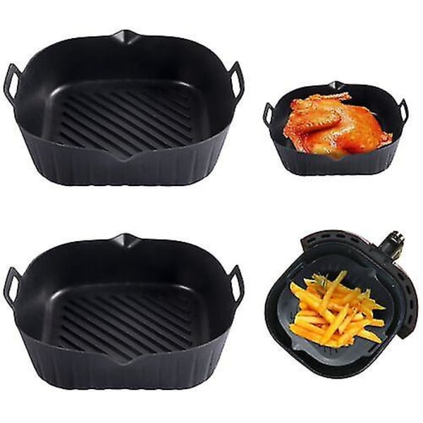 Air Fryer Silikone Gryde Bagekurv Ovn Non Stick Genanvendelig.liners.mikrobølgeovnSort Black