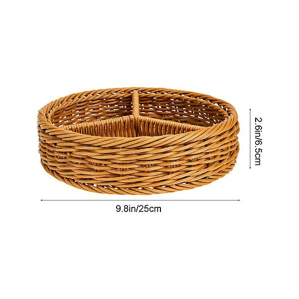 Imitation Rattan Snacktallerken Dessert Displaybakke Husholdnings Frugt Slikbeholder Brun 25x25cm Brown 25x25cm