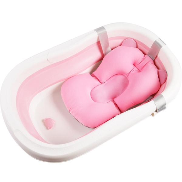 Nyfødt babybadegjenstand kan sitte og ligge Babynettveske Badekarseng Universal sklisikker seng Badematte Hengende svamp Kirsebærrosa