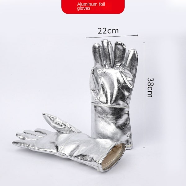 Högtemperatur Värmebeständiga Aluminiserade Säkerhets Svetsarbetshandskar 38cm / 14.96\" Ugnvante Aluminiumfolie Isolerande Handskar