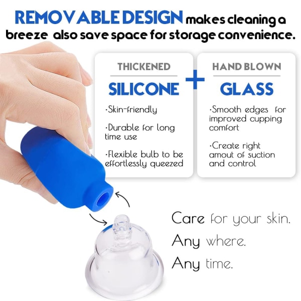 4 STK Glas Ansigtskoppesæt | Silikone vakuumsugning | Cupping massageterapi | Til øjne, ansigt og krop