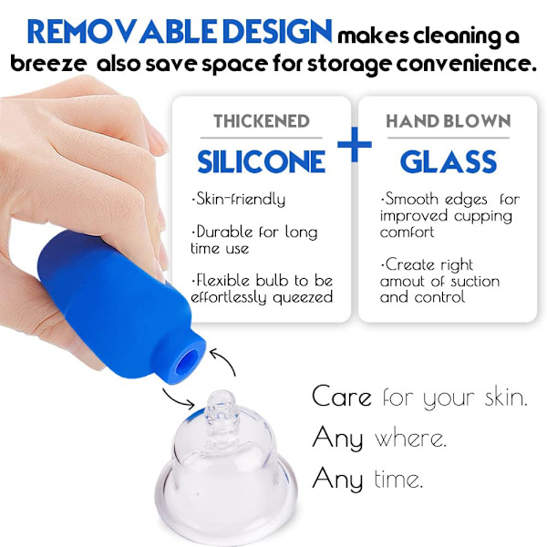 4 stk Glass Facial Cupping Set | Silikon Vakuumsug | Cupping Massasje Terapi | For Øyne, Ansikt og Kropp