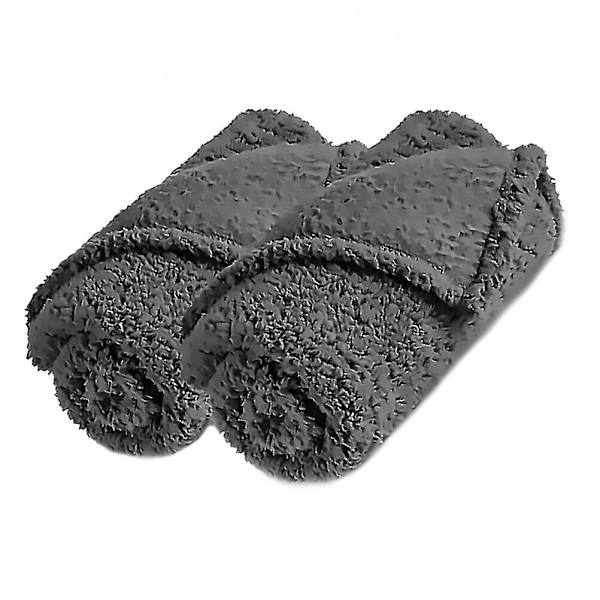 2 stk. Hundedækken Små Hunde Kattesovesofa Pet Kast Dækken Fleece Kattedækken Nyfødt Dækken Grey XS