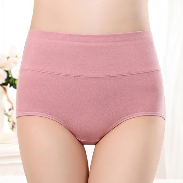 Damunderkläder i bomull med stretch, höghöft, färgglada trosor för damer, 4-pack, storlek L