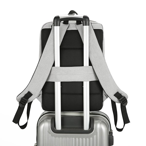 Laptopryggsäck, Vattentät College Ryggsäck Flygplansgodkänd Affärsarbetsväska med USB-laddningsport Passar (Grå)