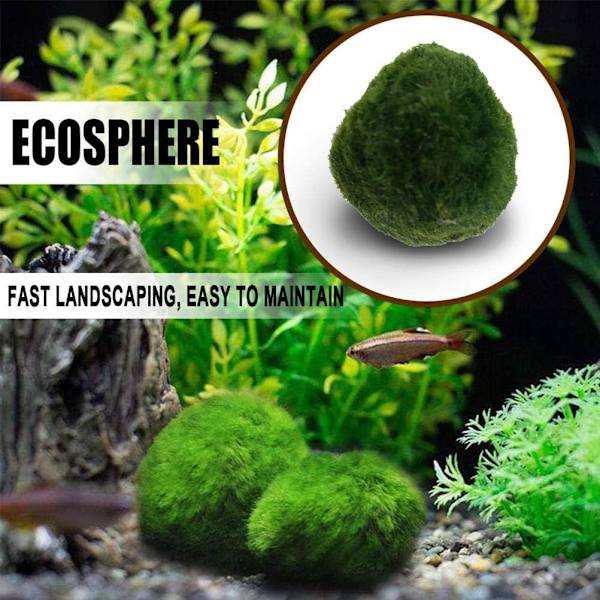 Grønne Alge Mossballer, Kunstig Akvarium Simulering, Tang Landskap Alge Ornament for Akvarium Dekorasjon 3 stk Små, Medium og Store