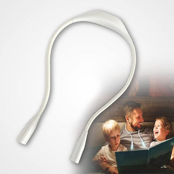 LED-halslampa för läsning, boklampa, uppladdningsbar, 4 LED-lampor med 3 justerbara färgtemperaturer och justerbar ljusstyrka, flexibel arm, USB-C