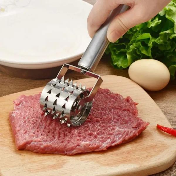 Köttmörare i Rostfritt Stål Maximerar Matens Smak, Spikad Sida Mörare, Platt Sida Plattar Ut Biff, Bankar Kött, Kommersiell Kvalitet