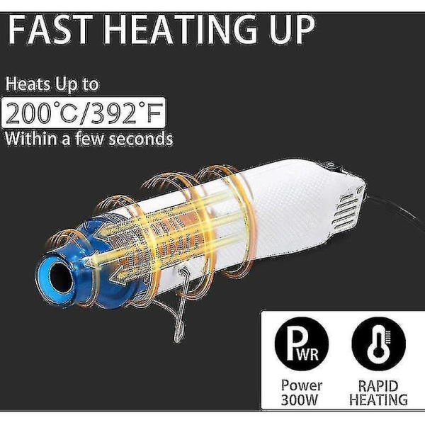 220v Varmepistol for Embossing, DIY, Varmeluftpistol for Skrutrekkersett Verktøy eller Varmekrympeslange Termoherdende Varmekrympeslange.