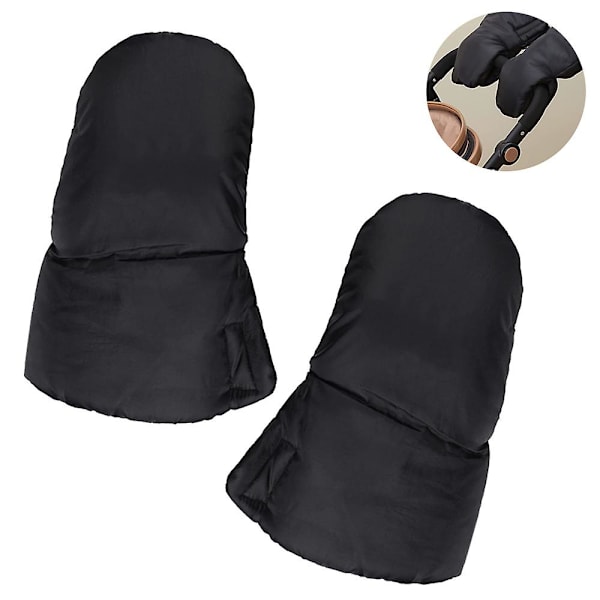 1 Par Vagn Handskar Universal Barnvagn Handmuffar, Frostskyddande Vagn Vantar Vagn Utrustning Shoppingvagn Handvärmare Vattentäta Vinterhandskar Svart Black