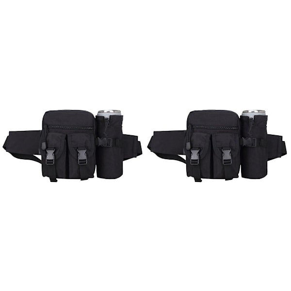 3-pack Justerbart Midjepack Med Vattenflaskehållare För Löpning Utomhus Klättring Vandring Sport (svart) 2pcs