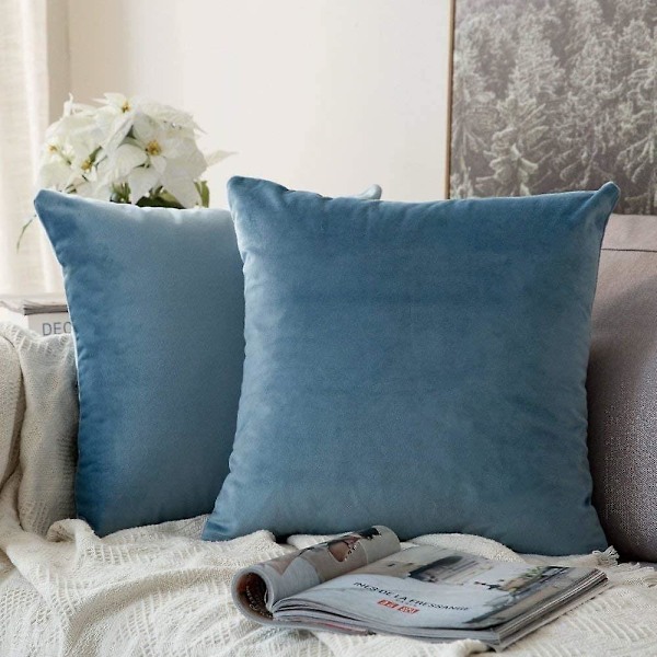 Sæt af 2 Fløjls Pudebetræk Dekorative Sofa Pudebetræk Super Glat Blød Behagelig Dekoration Hjem Stue Soveværelse Til Sofa 40x40cm Mørk Ta
