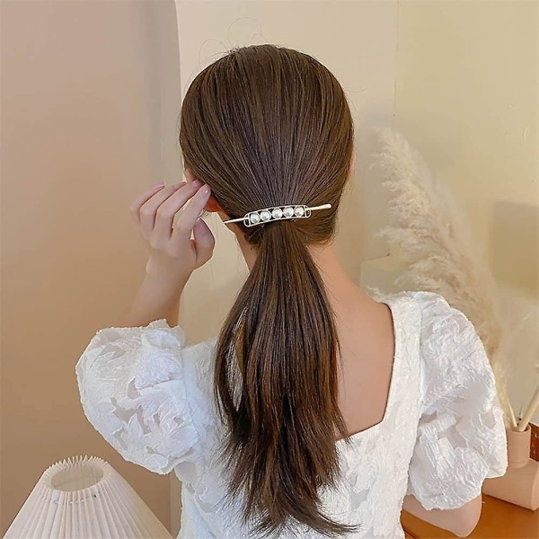 4-pack enkla ovala pärlhårpinnar Vintage hårpinnar Hårnålshårtillbehör för kvinnor för flickor