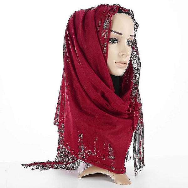 Kvinnors Muslimisk Islamisk Tofs Spets Hål Lång Hijab Sjal Sjal Wrap Stole