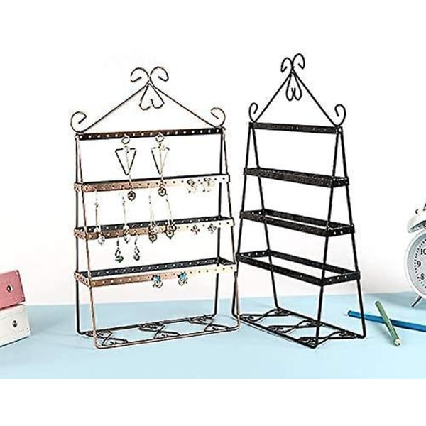 Storage Display Rack Jewelry Holder Metal Earring Holder Retro Jewelry Holder Ladies Room Decoration, Length 20.5cm * Bottom Width 7cm * 32cm