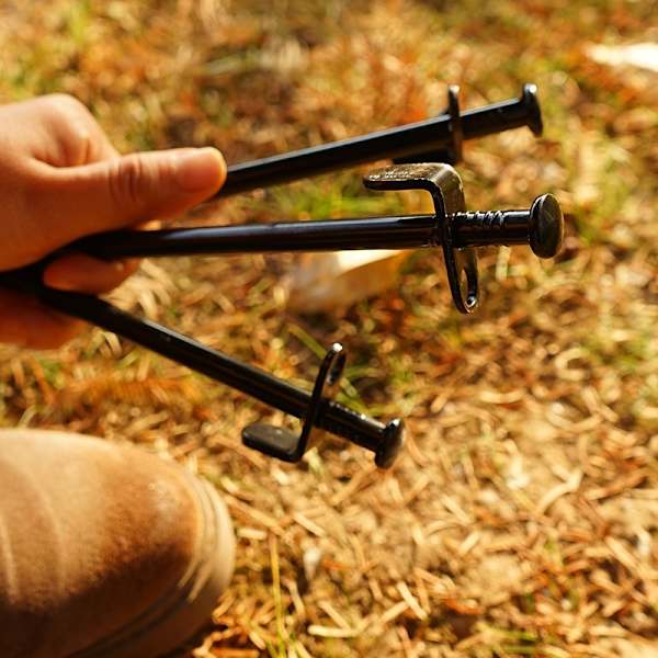 Camping Pinde 10 stk Teltsøm Heavy Duty Sort Stål Metal Camping Pinde Plukke Jordspyd Udendørs