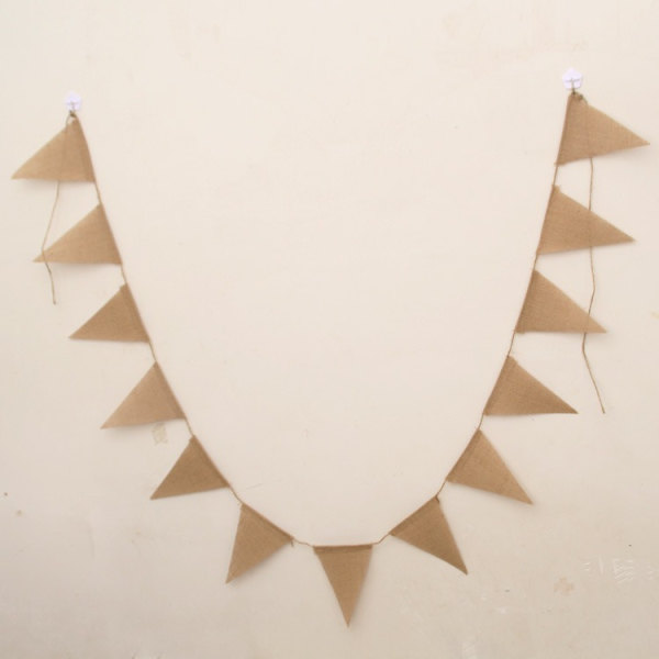 Festpynt Jute Linen Flag Banner Julegave Fødselsdag Bunting Banner Bryllup Hængende Banner Fest Garland (3 stk)