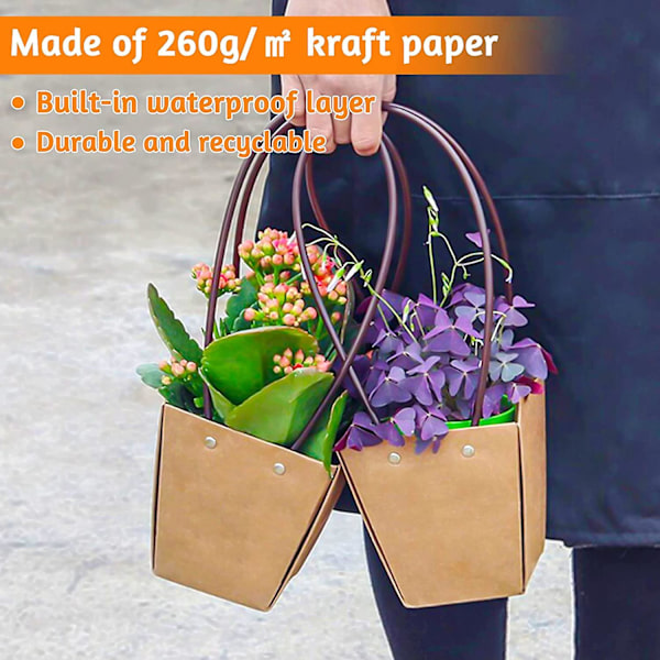5 Stykker Blomstergaveposer Med Håndtak, Blomsteroppsats Bukettposegaver, Oasis Blomsterbukett Vanntett Bæreboks For Blomsterhandel