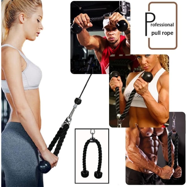 Universal Tricep Rope Pull Down, 27 Tommer Højstyrke Tov Længde, Nem at Gribe & Anti-Skrid Sikker Kabel Træningsmaskine Tilbehør