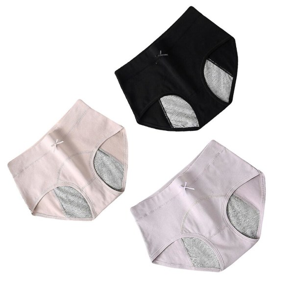 3-pack Trosor för Kvinnor Fysiologiska Underkläder Menstruationsunderkläder Mellanhöga Byxor M M