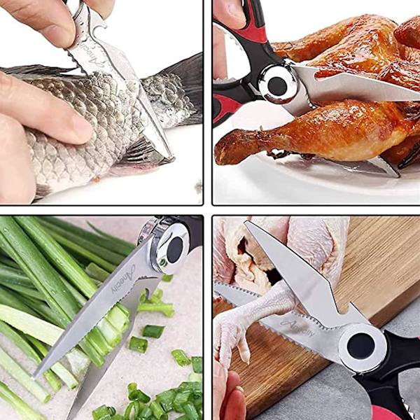 2 kpl Keittiösakset, Monikäyttöiset Ruostumattomasta Teräksestä Valmistetut Keittiösakset Kannella, Pähkinänsärkijä Ja Pullonavaaja, Lihalle, Grillaukseen, Kanalle, Yrteille, Pähkinöille