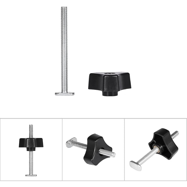 T-skinneklemme, 8mm bunnklemmesett, T-mutter hurtigutløserverktøy for T-spor T-skinne DIY trebearbeiding, 1 pakke