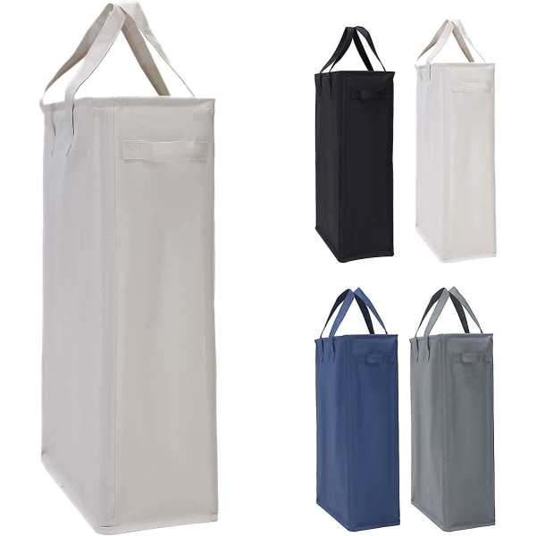 45l skittentøyskurver med håndtak, sammenleggbar slank skittentøyskurv Oxford tøyvaskepose Rektangulær vaskeboks Oppbevaringspose for bad 39x19x60cm (beig