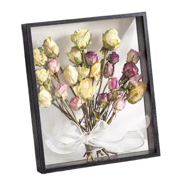(sort) 8 tommer Træ Tørret Blomst Foto Ramme Tørret Blomst Display Stativ, Dobbeltsidet Box Billede Ramme, til Visning af Tørrede Blomster, Håndværk